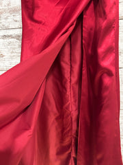 RED SATIN LONG EVENING GOWN