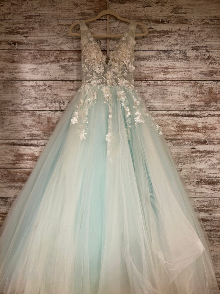 WHITE/GREEN PRINCESS GOWN