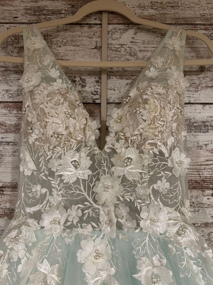 WHITE/GREEN PRINCESS GOWN