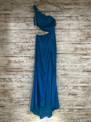 TEAL SPARKLY LONG EVENING GOWN