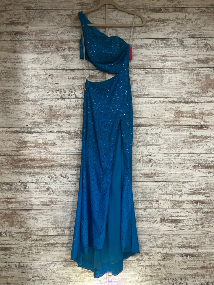 TEAL SPARKLY LONG EVENING GOWN