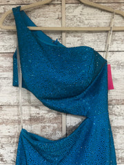 TEAL SPARKLY LONG EVENING GOWN