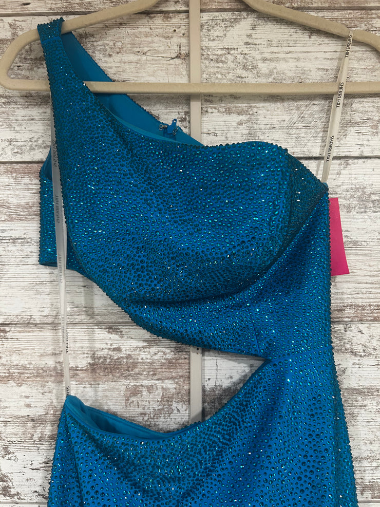 TEAL SPARKLY LONG EVENING GOWN