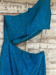 TEAL SPARKLY LONG EVENING GOWN