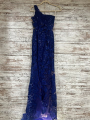 ROYAL BLUE/FLORAL LONG DRESS
