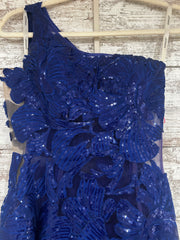 ROYAL BLUE/FLORAL LONG DRESS