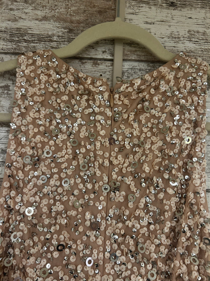 PINK SEQUIN LONG EVENING GOWN