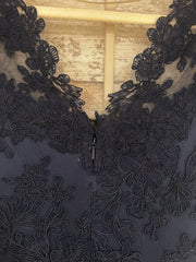 NAVY FLORAL LONG EVENING GOWN