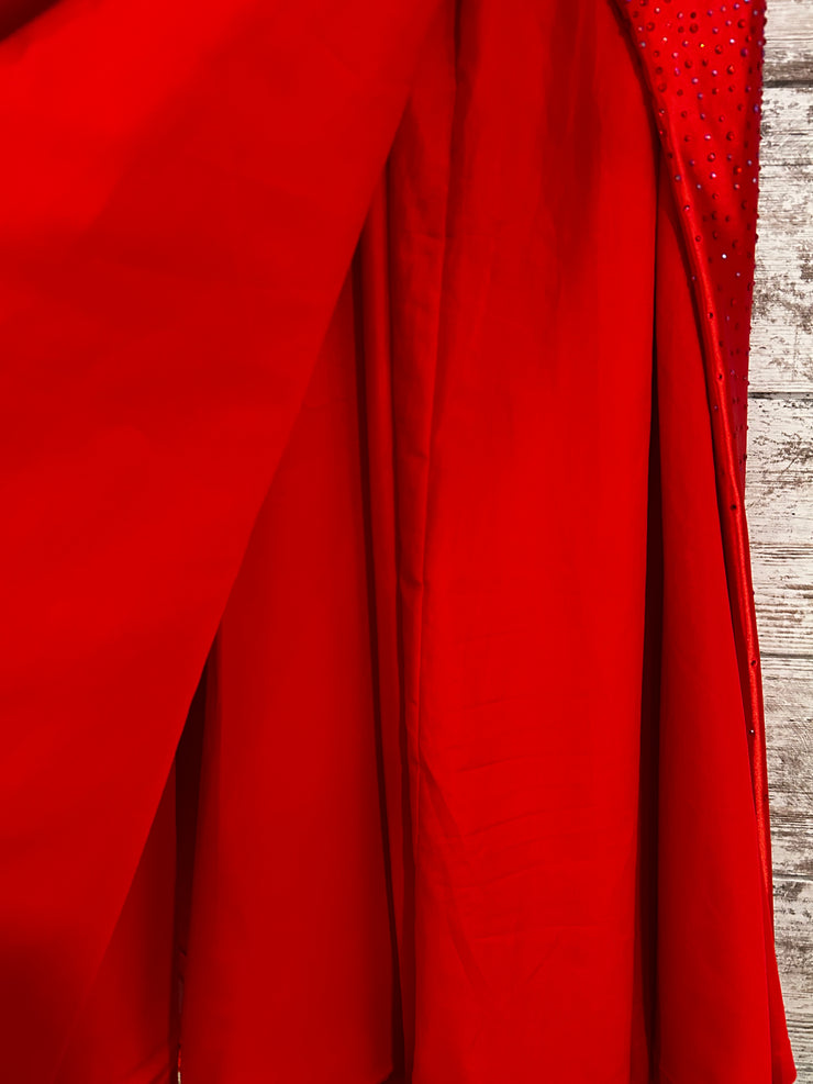 RED SPARKLY A LINE GOWN