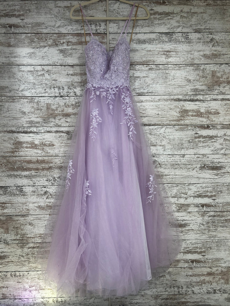 LAVENDER/FLORAL A LINE GOWN