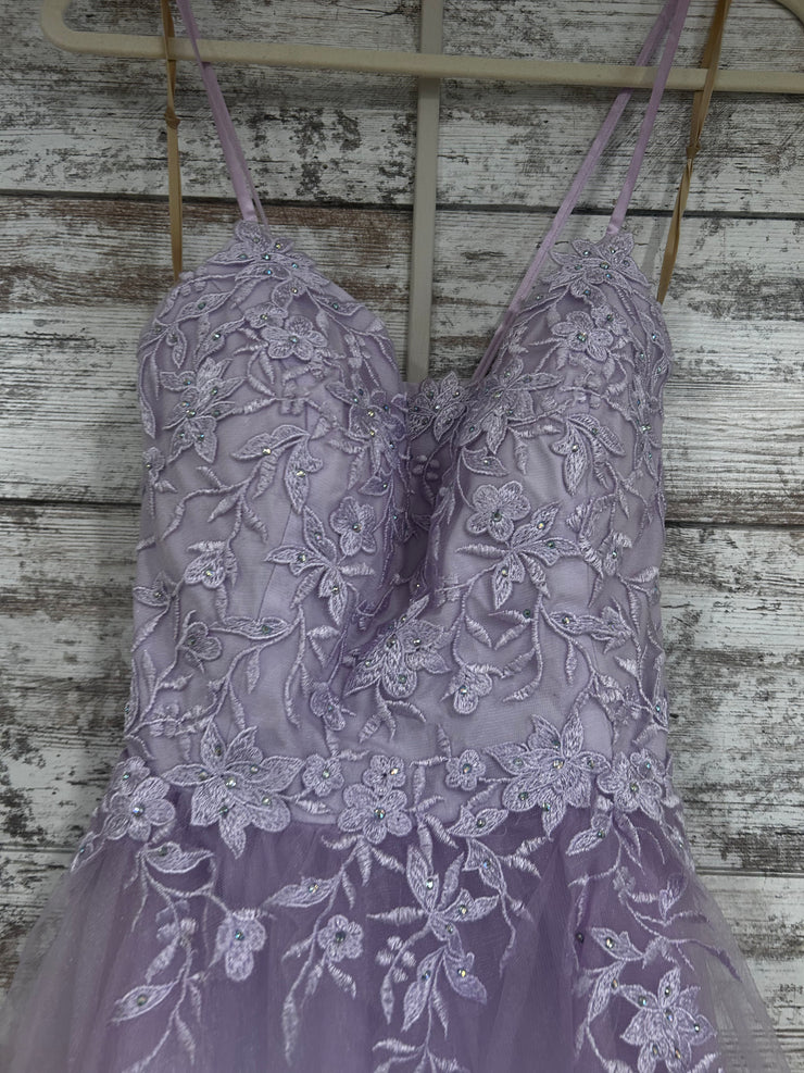 LAVENDER/FLORAL A LINE GOWN