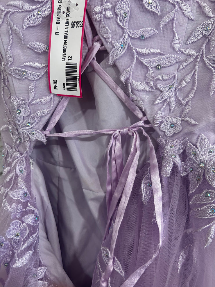 LAVENDER/FLORAL A LINE GOWN