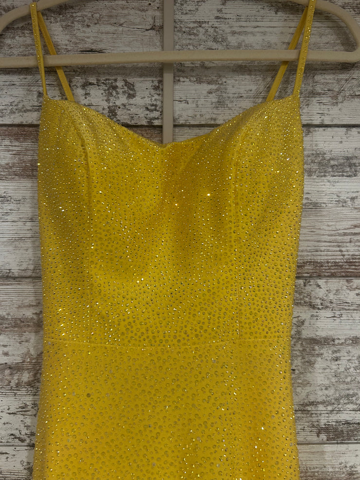 YELLOW HOT STONE LONG DRESS