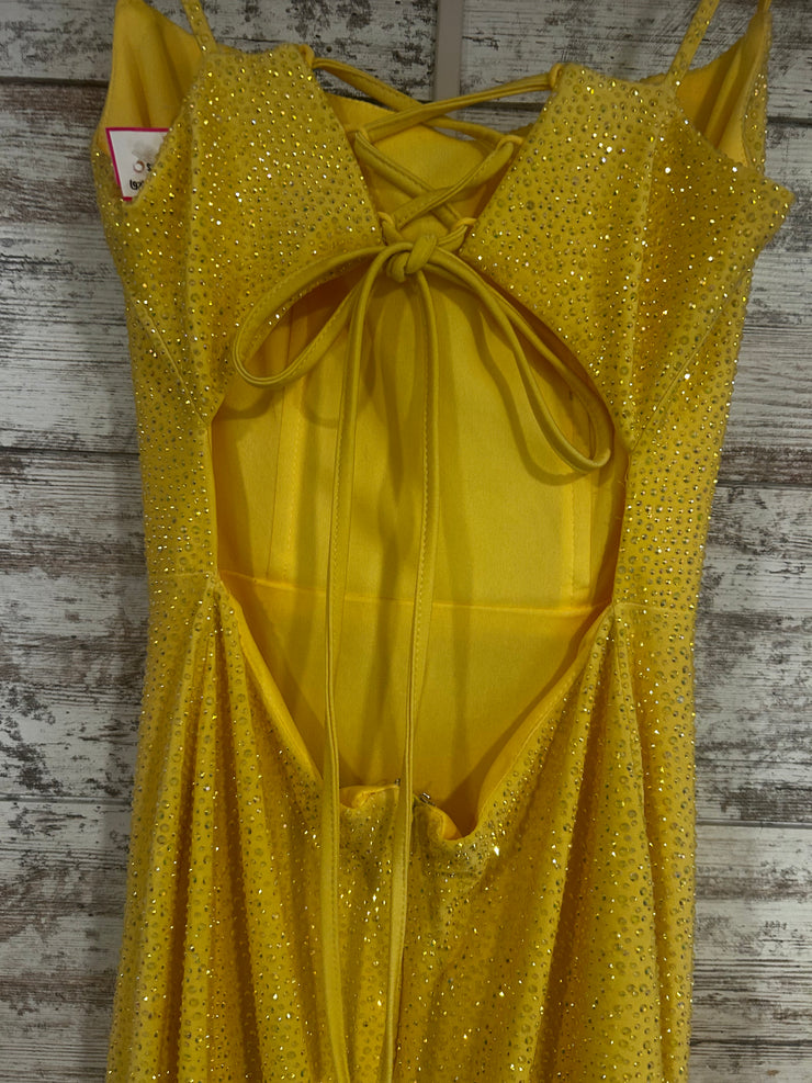 YELLOW HOT STONE LONG DRESS