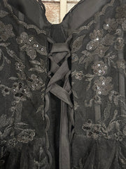 BLACK SPARKLY TIERED A LINE