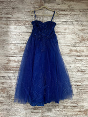 ROYAL BLUE SPARKLY A LINE GOWN