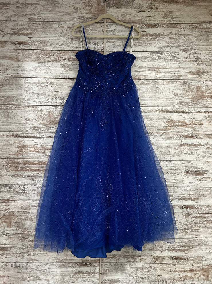 ROYAL BLUE SPARKLY A LINE GOWN