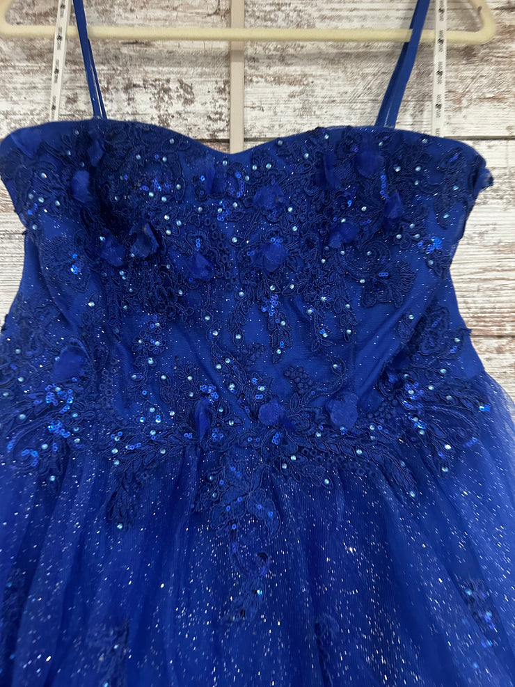 ROYAL BLUE SPARKLY A LINE GOWN