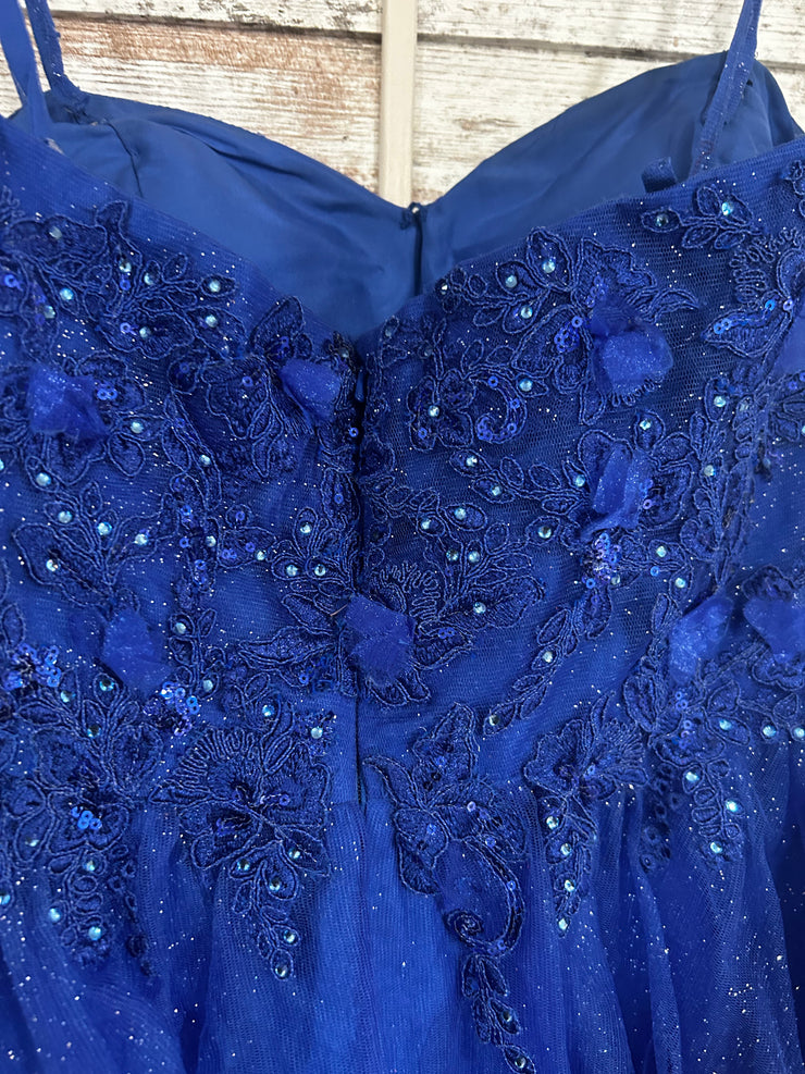 ROYAL BLUE SPARKLY A LINE GOWN