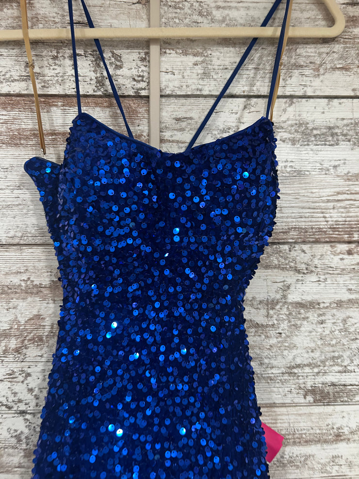 ROYAL BLUE SPARKLY LONG DRESS
