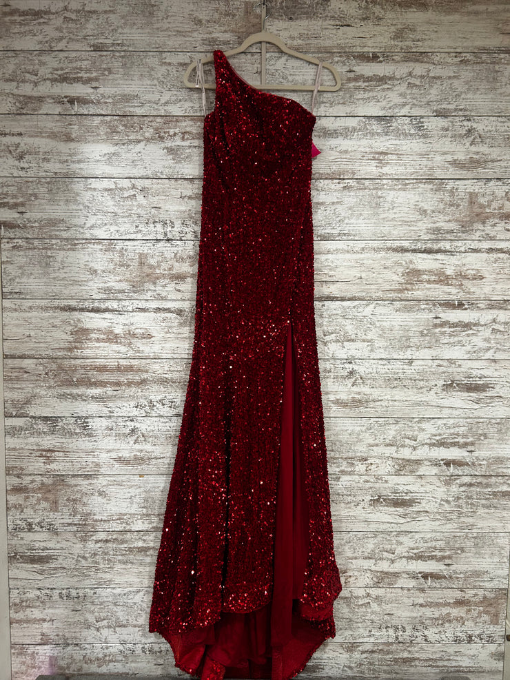 RED FULL SEQUIN LONG DRESS