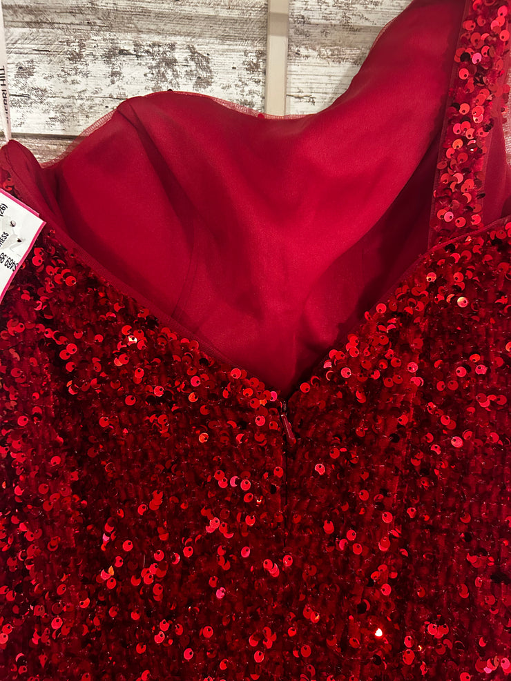 RED FULL SEQUIN LONG DRESS