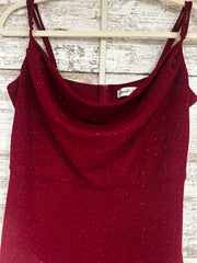 RED SPARKLY RUFFLED LONG DRESS