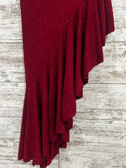 RED SPARKLY RUFFLED LONG DRESS