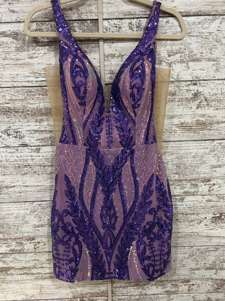 PURPLE SPARKLY SHORT DRESS