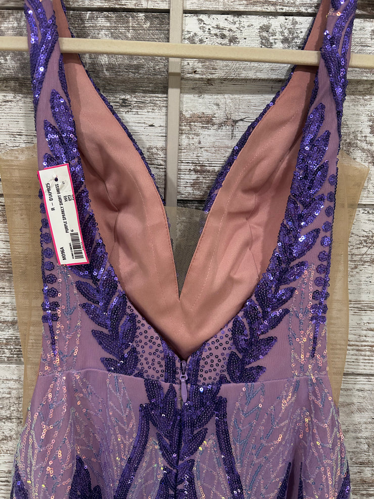 PURPLE SPARKLY SHORT DRESS
