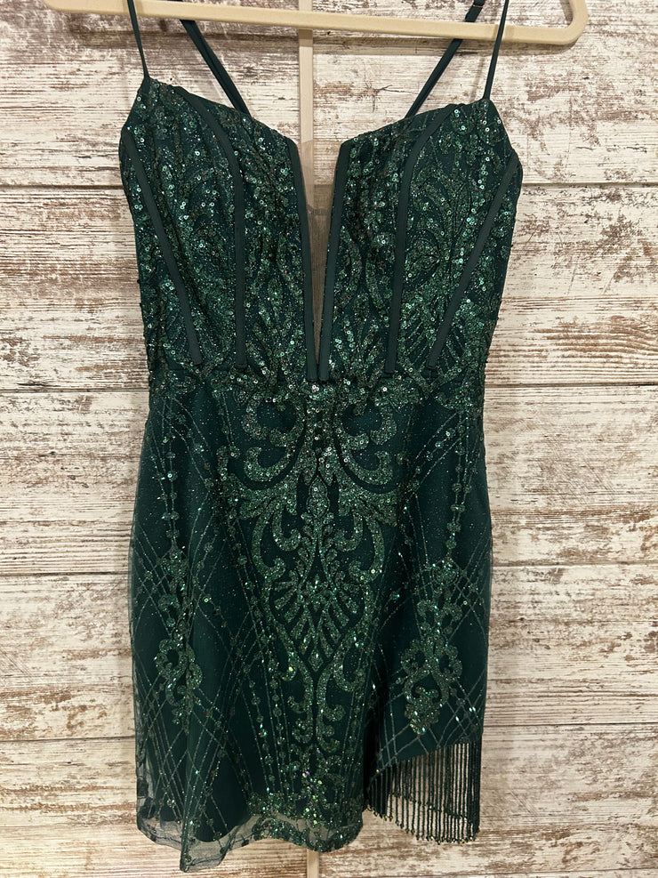 GREEN SPARKLY SHORT DRESS