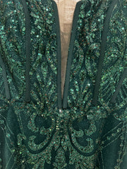 GREEN SPARKLY SHORT DRESS