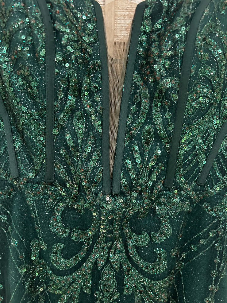 GREEN SPARKLY SHORT DRESS