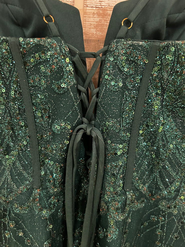 GREEN SPARKLY SHORT DRESS