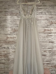 SILVER SPARKLY TOP A LINE GOWN