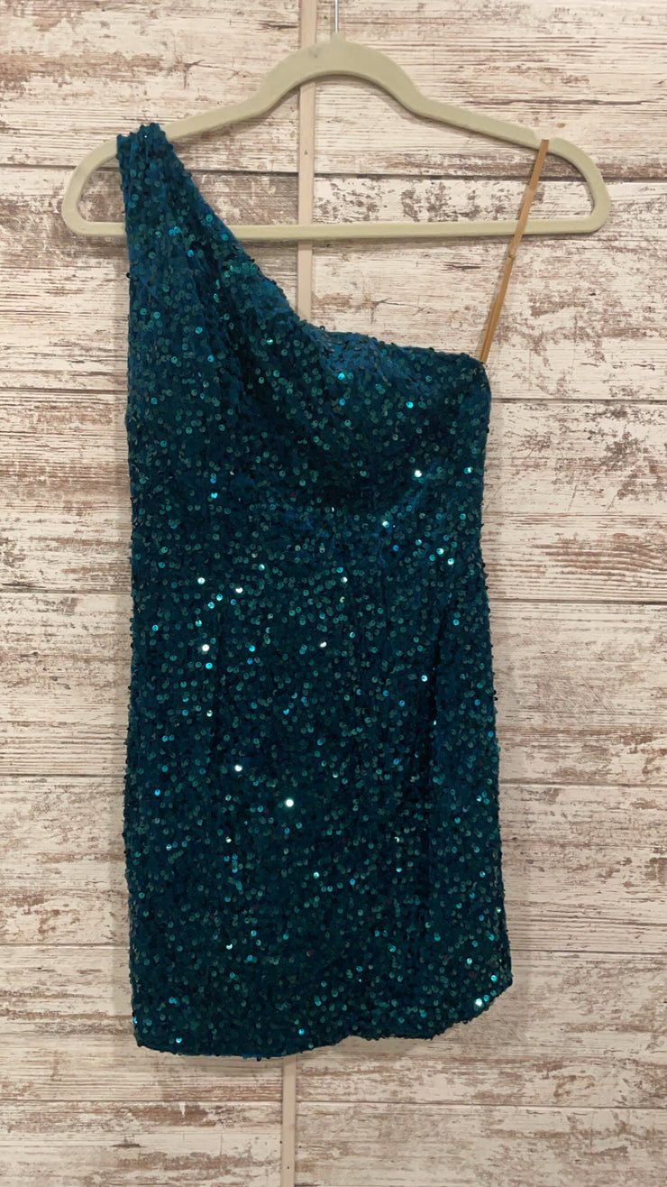 GREEN SEQUIN SHORT DRESS-NEW