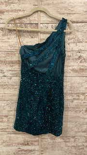 GREEN SEQUIN SHORT DRESS-NEW