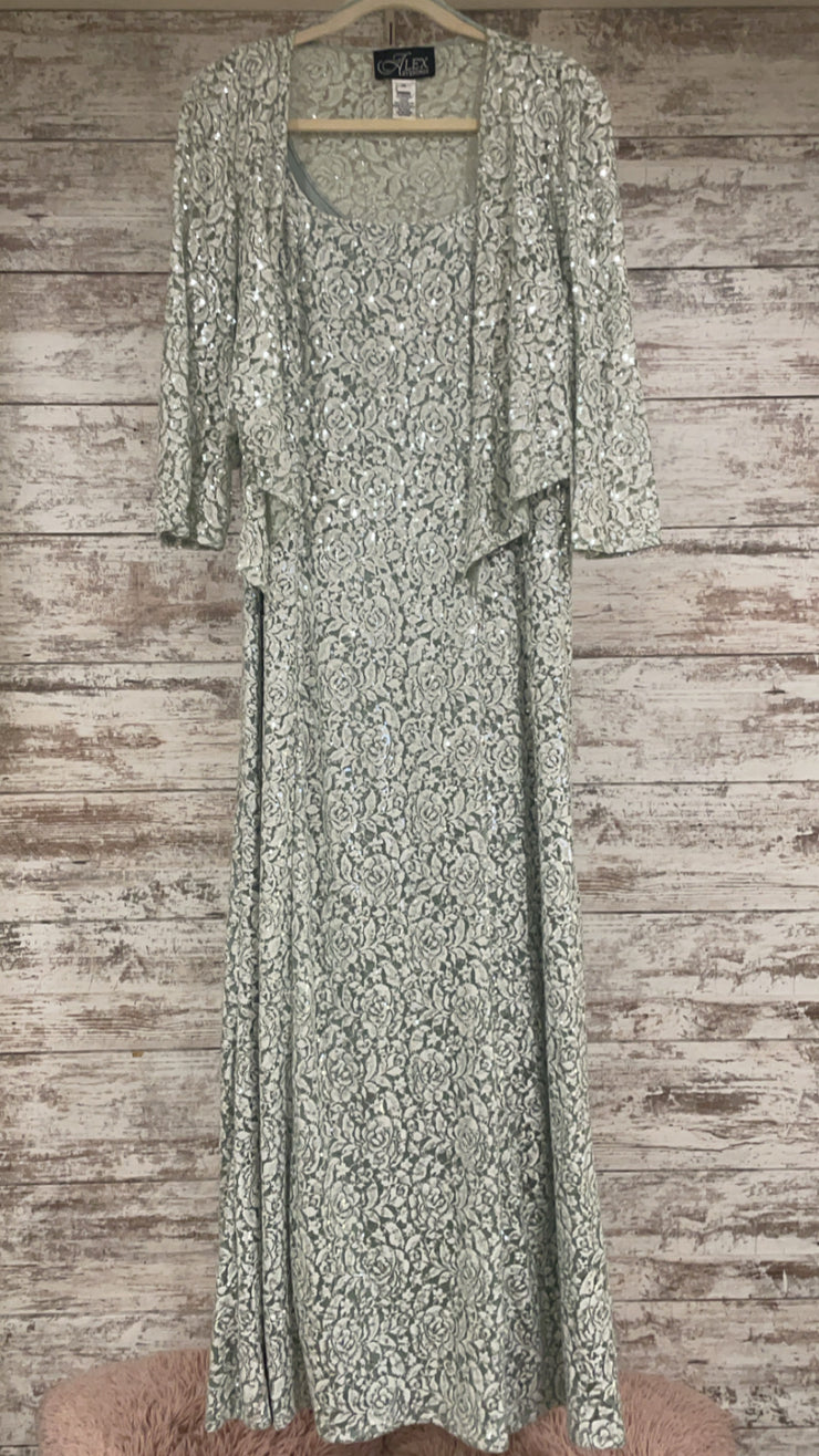 GREEN/LACE 2 PC. LONG DRESS SE