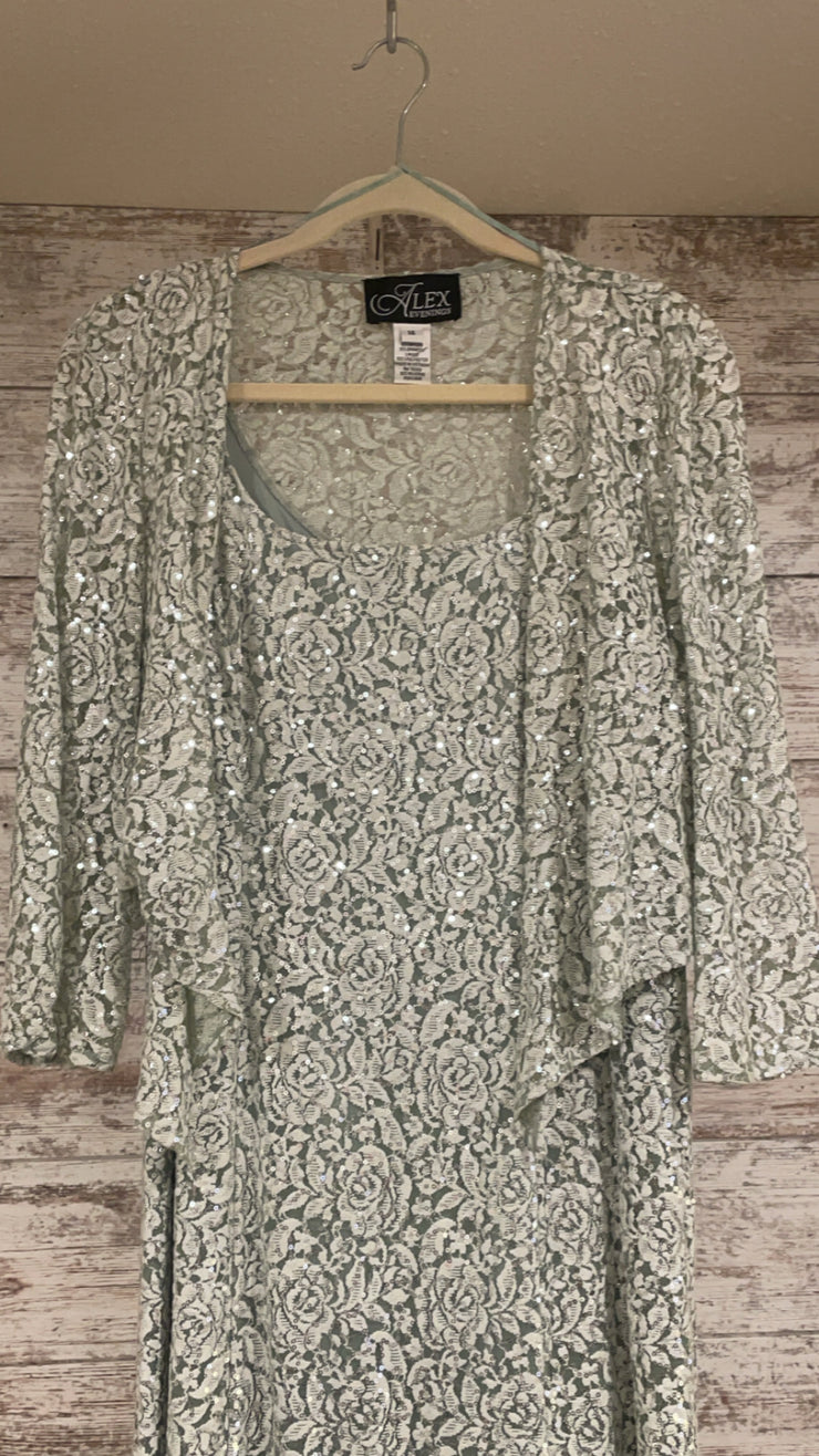 GREEN/LACE 2 PC. LONG DRESS SE