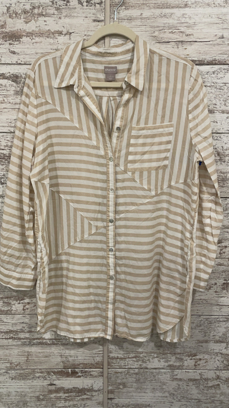 TAN/WHITE STRIPED SHIRT $109