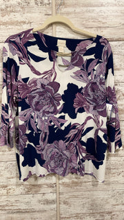 PURPLE/WHITE FLORAL TOP $89