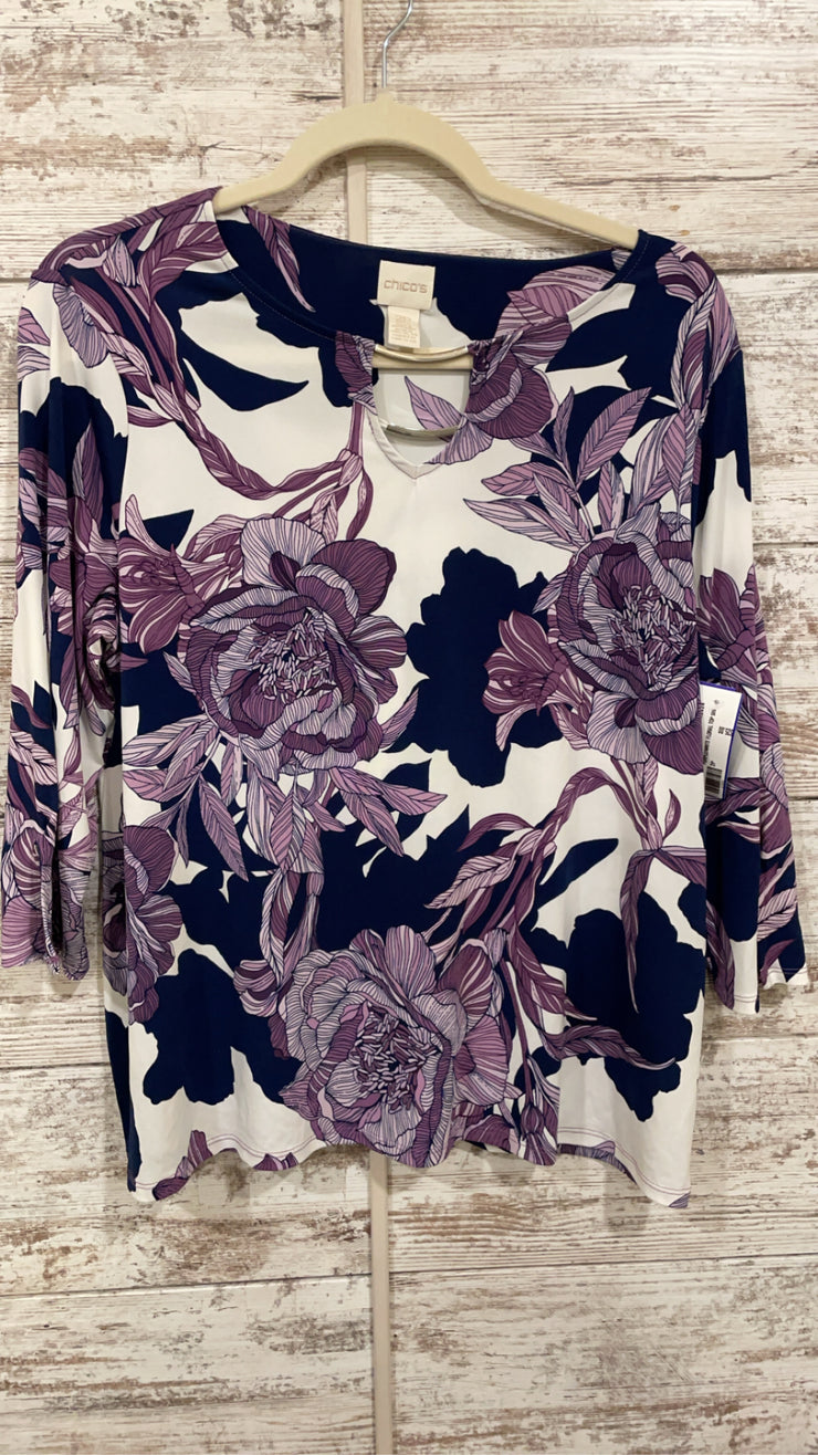 PURPLE/WHITE FLORAL TOP $89