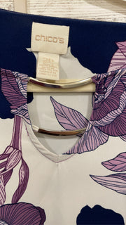 PURPLE/WHITE FLORAL TOP $89