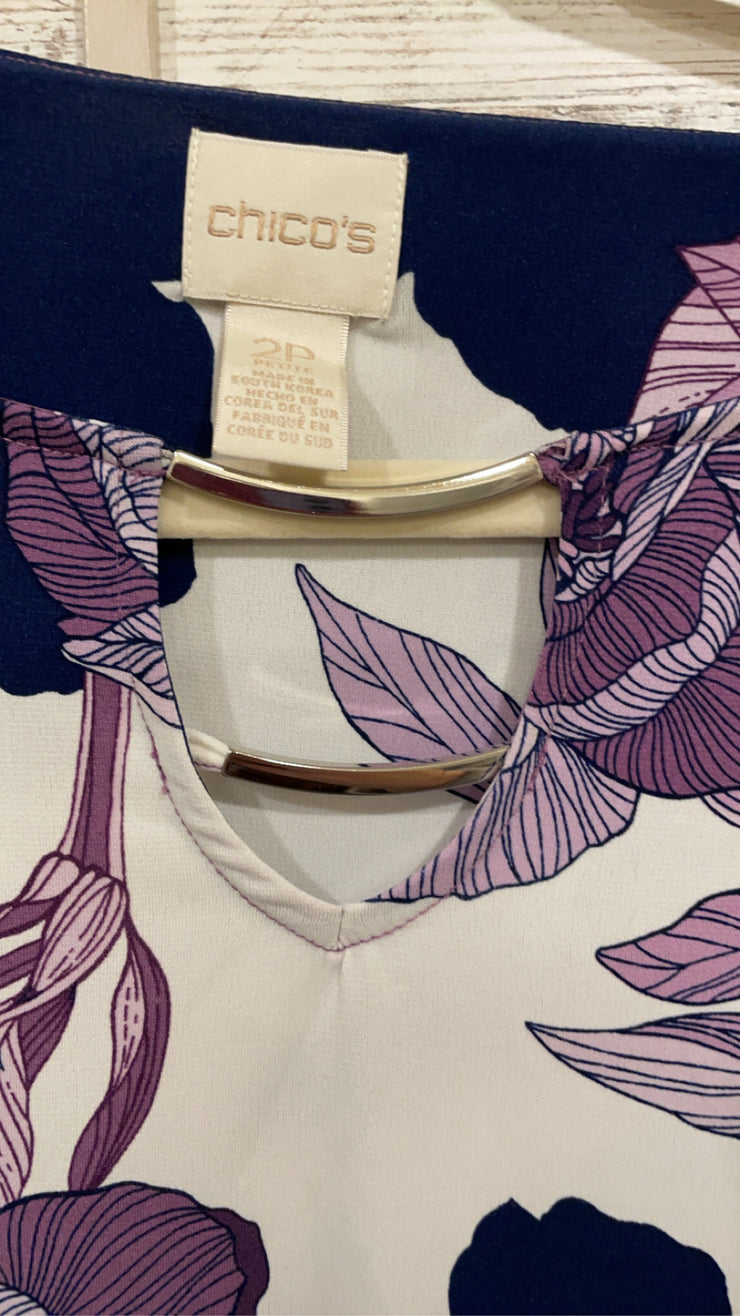 PURPLE/WHITE FLORAL TOP $89