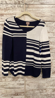 NAVY/WHITE 100% COTTON TOP$109