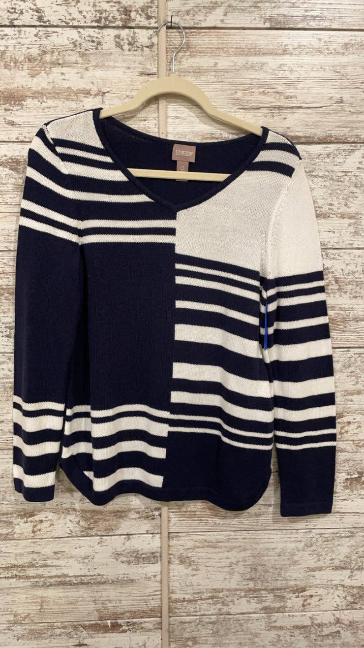 NAVY/WHITE 100% COTTON TOP$109