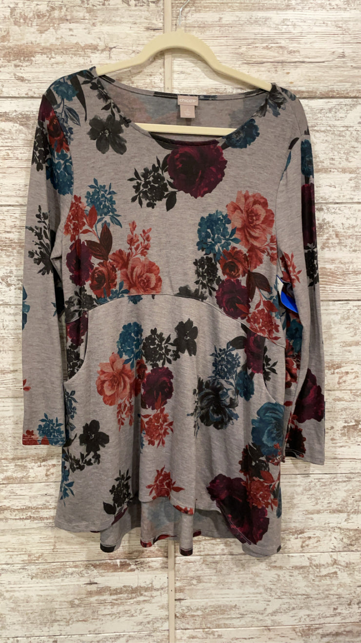 GRAY/FLORAL TUNIC (NEW) $109
