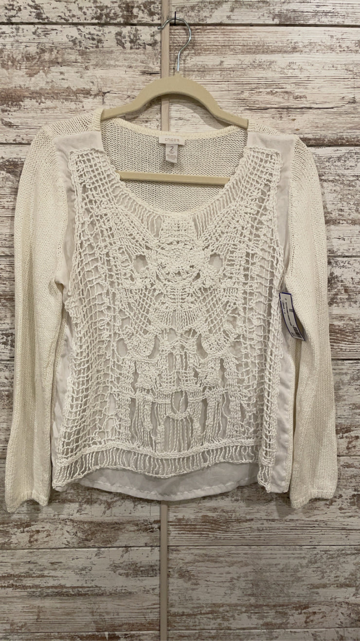 WHITE CROCHET SWEATER $109