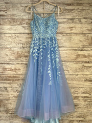 BLUE/FLORAL A LINE GOWN