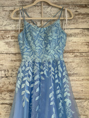 BLUE/FLORAL A LINE GOWN
